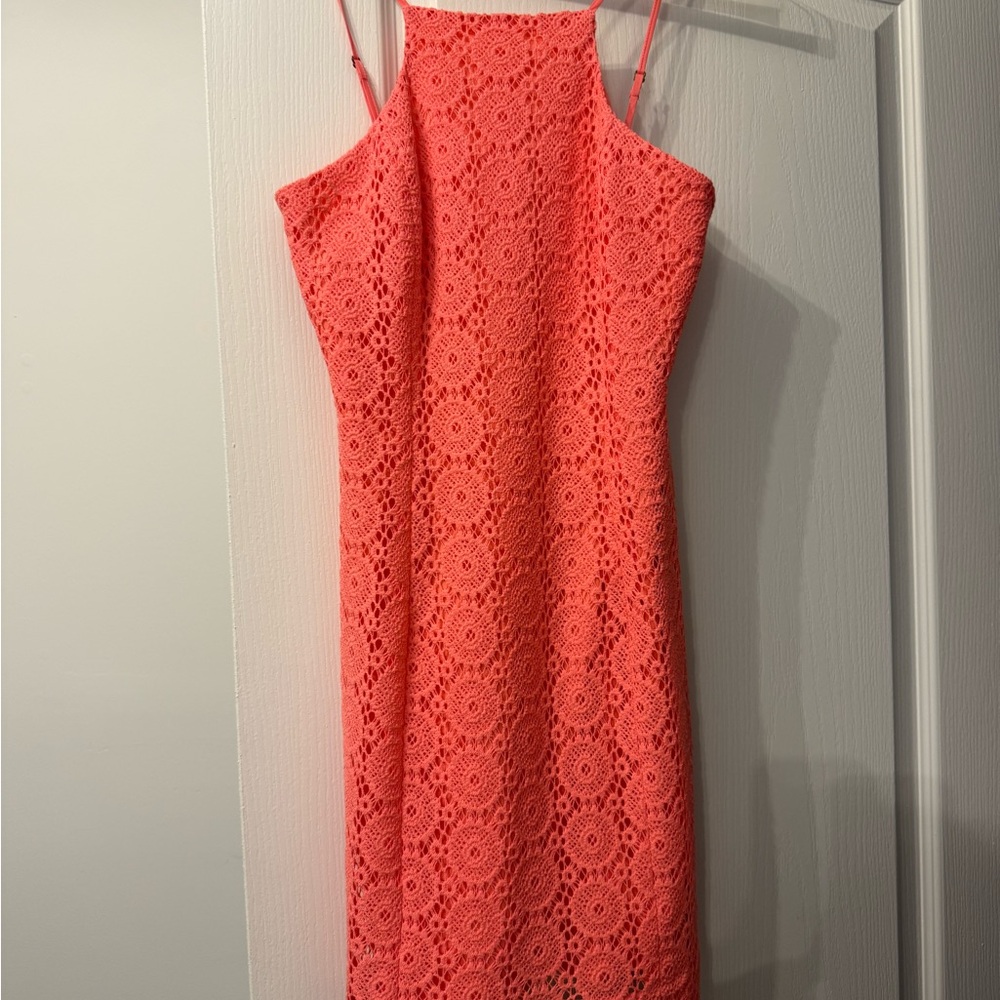 Lilly Pulitzer Vibrant Coral Lace Midi Dress